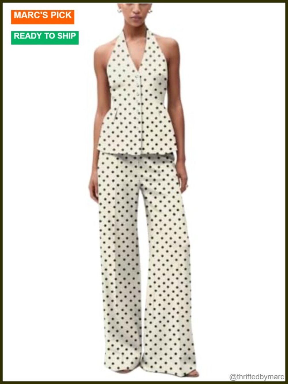Women's 2 Piece Outfit Halter Vest & Wide Leg Pants Set Sleeveless Summer